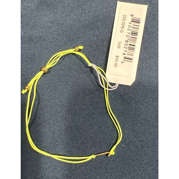 Gorjana Initial Prism Bracelet Letter J Gold Plated Adjustable Green String - Picture 3 of 5